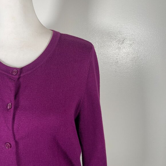 LOFT Cardigan Sweater Women Medium Purple Knitted Plum Long Sleeve Button Front - Picture 4 of 15